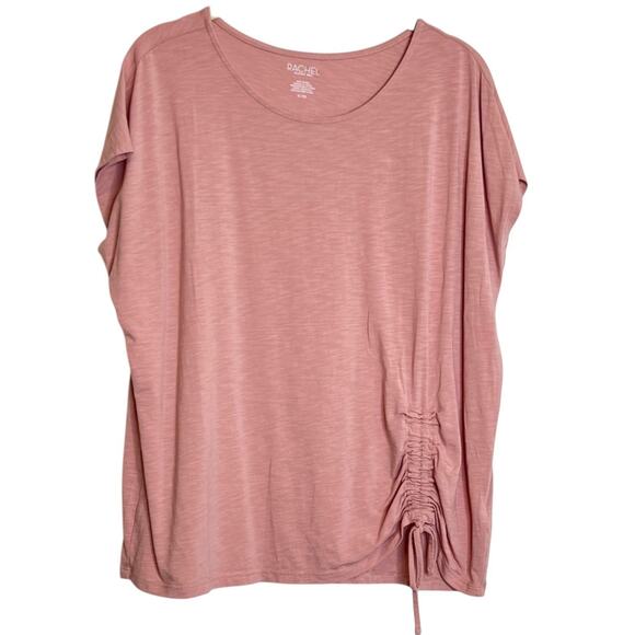 Rachel Rachel Roy Womens XL Pink Side Ruched Knit Top Modal Cotton Blend Slub - Picture 1 of 5